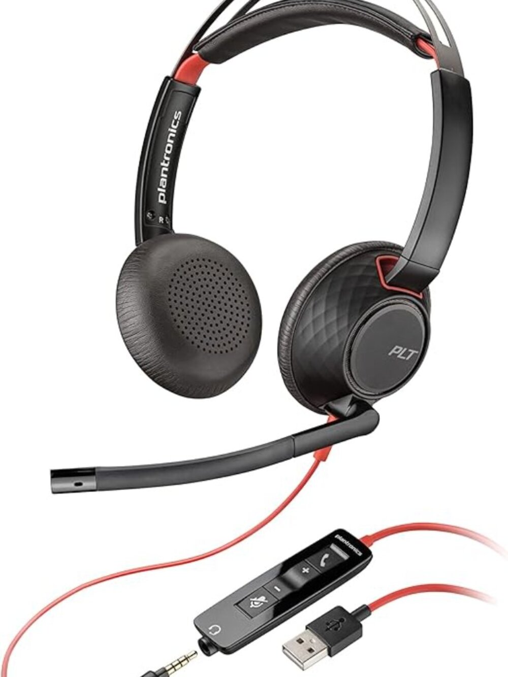 Poly Blackwire C5220T Headset Wired USB A Dual Ear Stereo With Flexible Boom Mic